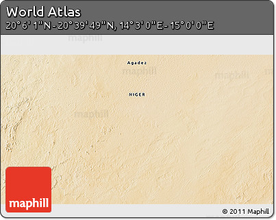 Satellite 3D Map of the Area around 20° 22' 55" N, 14° 31' 30" E