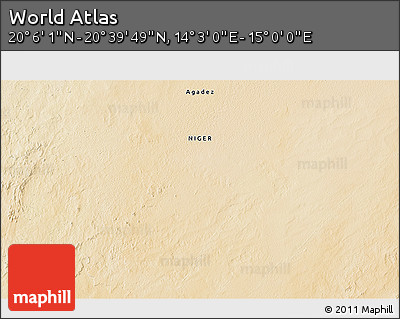 Satellite 3D Map of the Area around 20° 22' 55" N, 14° 31' 30" E