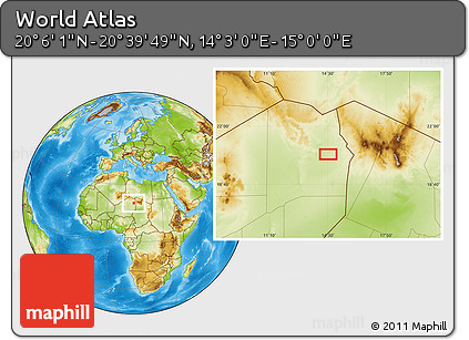 Physical Location Map of the Area around 20° 22' 55" N, 14° 31' 30" E