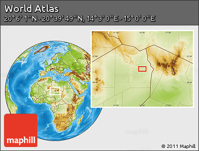 Physical Location Map of the Area around 20° 22' 55" N, 14° 31' 30" E