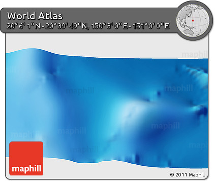 Physical 3D Map of the Area around 20° 22' 55" N, 150° 31' 30" E