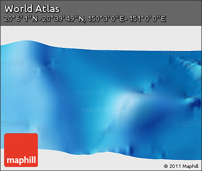 Physical 3D Map of the Area around 20° 22' 55" N, 150° 31' 30" E