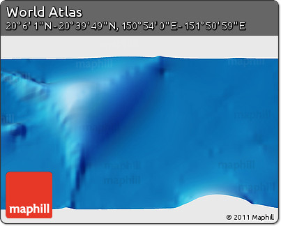 Physical 3D Map of the Area around 20° 22' 55" N, 151° 22' 30" E