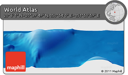 Physical Panoramic Map of the Area around 20° 22' 55" N, 151° 22' 30" E