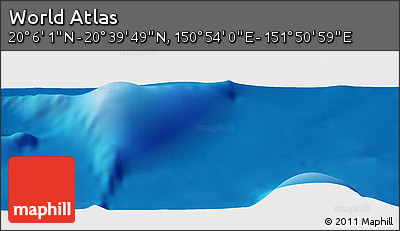 Physical Panoramic Map of the Area around 20° 22' 55" N, 151° 22' 30" E
