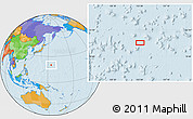 Political Location Map of the area around 20° 22' 55" N, 153° 55' 30" E