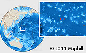 Shaded Relief Location Map of the area around 20° 22' 55" N, 153° 55' 30" E