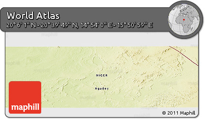 Physical Panoramic Map of the Area around 20° 22' 55" N, 15° 22' 30" E