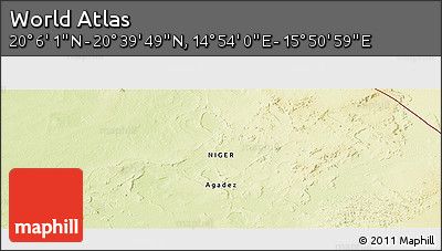 Physical Panoramic Map of the Area around 20° 22' 55" N, 15° 22' 30" E