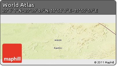 Physical Panoramic Map of the Area around 20° 22' 55" N, 15° 22' 30" E