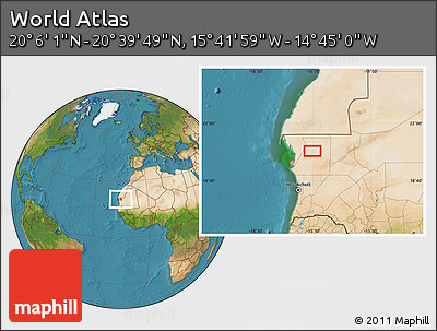 Satellite Location Map of the Area around 20° 22' 55" N, 15° 13' 29" W