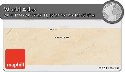 Satellite Panoramic Map of the Area around 20° 22' 55" N, 15° 13' 29" W