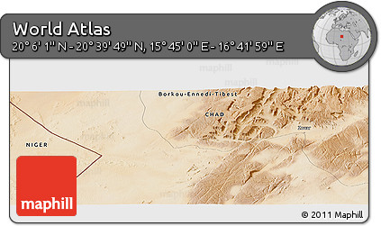 Satellite Panoramic Map of the Area around 20° 22' 55" N, 16° 13' 30" E