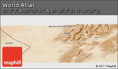 Satellite Panoramic Map of the Area around 20° 22' 55" N, 16° 13' 30" E
