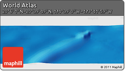 Shaded Relief Panoramic Map of the Area around 20° 22' 55" N, 174° 10' 30" W
