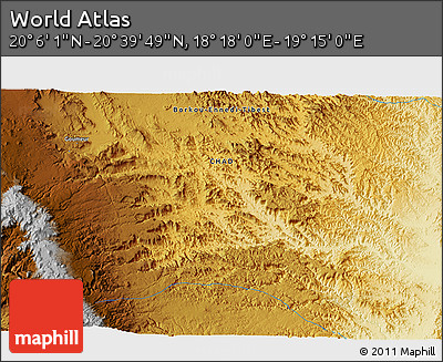 Physical 3D Map of the Area around 20° 22' 55" N, 18° 46' 29" E