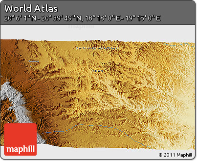 Physical 3D Map of the Area around 20° 22' 55" N, 18° 46' 29" E