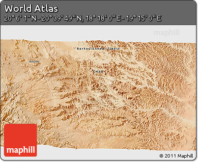 Satellite 3D Map of the Area around 20° 22' 55" N, 18° 46' 29" E