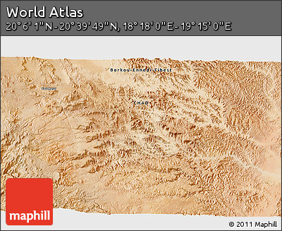 Satellite 3D Map of the Area around 20° 22' 55" N, 18° 46' 29" E