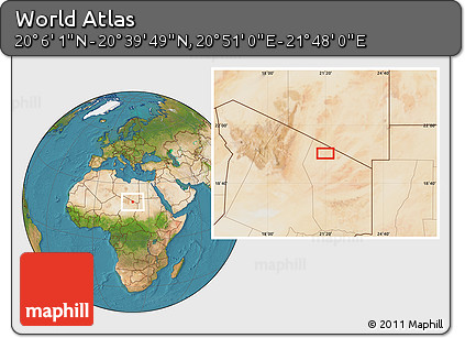 Satellite Location Map of the Area around 20° 22' 55" N, 21° 19' 30" E