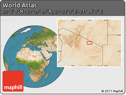 Satellite Location Map of the Area around 20° 22' 55" N, 21° 19' 30" E