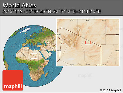 Satellite Location Map of the Area around 20° 22' 55" N, 21° 19' 30" E