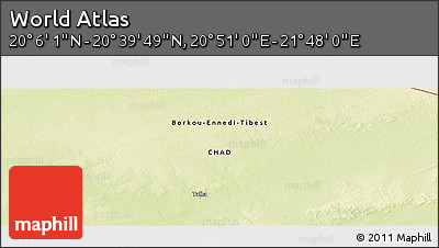 Physical Panoramic Map of the Area around 20° 22' 55" N, 21° 19' 30" E