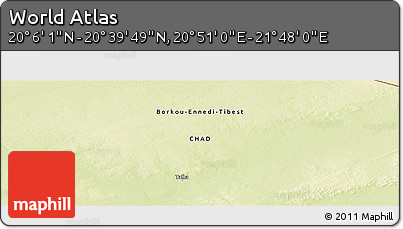 Physical Panoramic Map of the Area around 20° 22' 55" N, 21° 19' 30" E