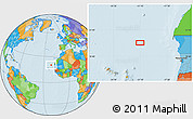 Political Location Map of the area around 20° 22' 55" N, 21° 10' 29" W