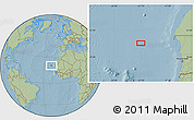 Savanna Style Location Map of the area around 20° 22' 55" N, 21° 10' 29" W, hill shading