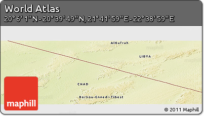 Physical Panoramic Map of the Area around 20° 22' 55" N, 22° 10' 29" E