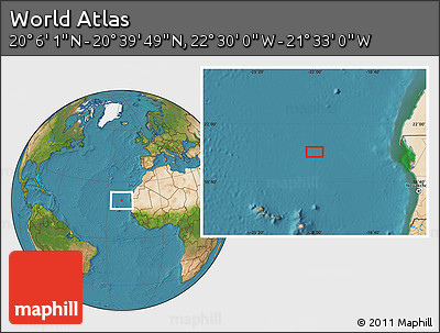 Satellite Location Map of the Area around 20° 22' 55" N, 22° 1' 29" W