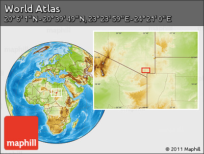 Physical Location Map of the Area around 20° 22' 55" N, 23° 52' 30" E