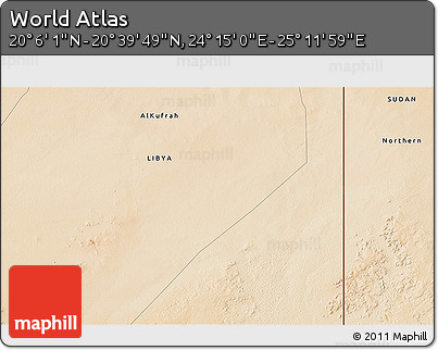 Satellite 3D Map of the Area around 20° 22' 55" N, 24° 43' 30" E