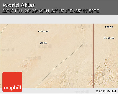 Satellite 3D Map of the Area around 20° 22' 55" N, 24° 43' 30" E