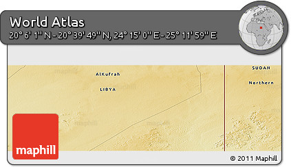 Physical Panoramic Map of the Area around 20° 22' 55" N, 24° 43' 30" E