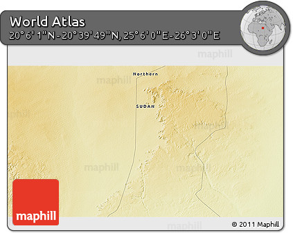 Physical 3D Map of the Area around 20° 22' 55" N, 25° 34' 30" E