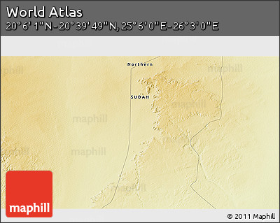 Physical 3D Map of the Area around 20° 22' 55" N, 25° 34' 30" E