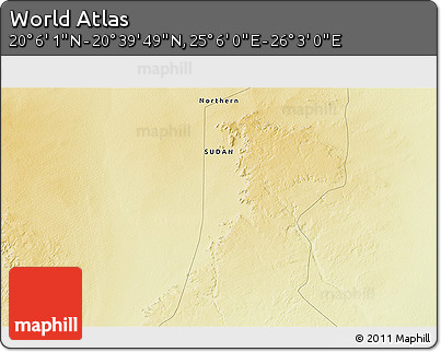Physical 3D Map of the Area around 20° 22' 55" N, 25° 34' 30" E