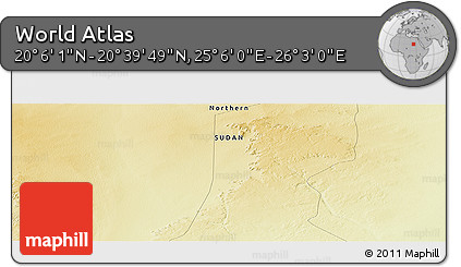 Physical Panoramic Map of the Area around 20° 22' 55" N, 25° 34' 30" E