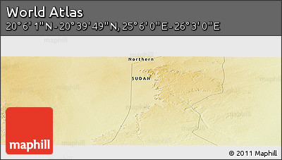 Physical Panoramic Map of the Area around 20° 22' 55" N, 25° 34' 30" E