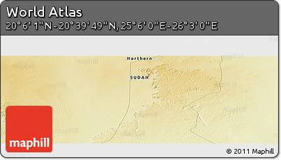 Physical Panoramic Map of the Area around 20° 22' 55" N, 25° 34' 30" E