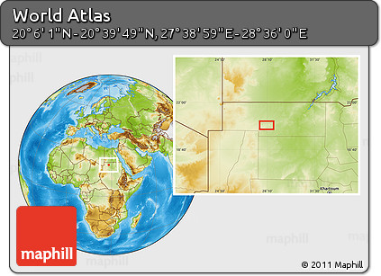Physical Location Map of the Area around 20° 22' 55" N, 28° 7' 30" E