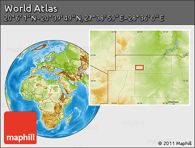 Physical Location Map of the Area around 20° 22' 55" N, 28° 7' 30" E