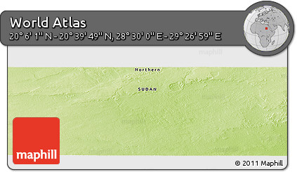 Physical Panoramic Map of the Area around 20° 22' 55" N, 28° 58' 30" E