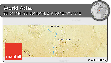 Physical Panoramic Map of the Area around 20° 22' 55" N, 2° 37' 30" E