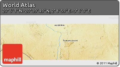 Physical Panoramic Map of the Area around 20° 22' 55" N, 2° 37' 30" E