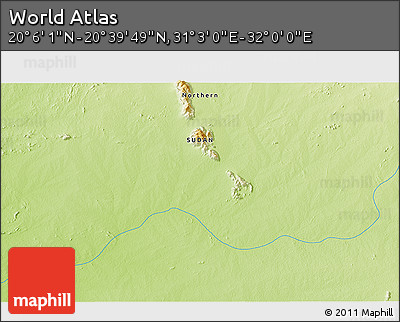 Physical 3D Map of the Area around 20° 22' 55" N, 31° 31' 29" E