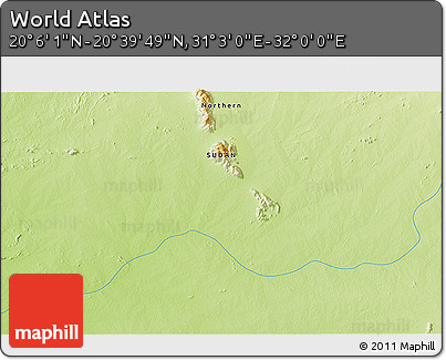 Physical 3D Map of the Area around 20° 22' 55" N, 31° 31' 29" E