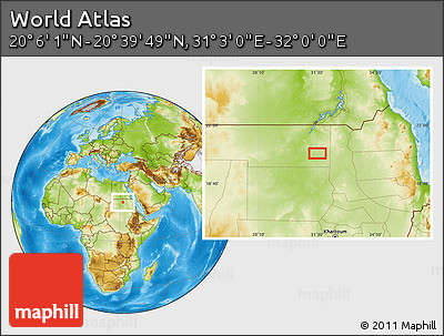 Physical Location Map of the Area around 20° 22' 55" N, 31° 31' 29" E